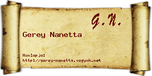 Gerey Nanetta névjegykártya